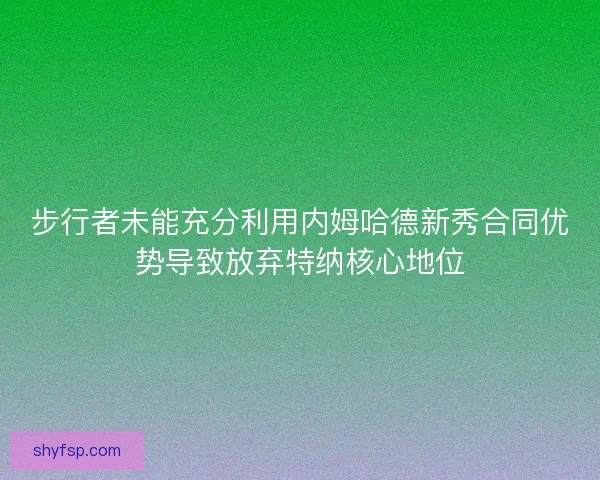 步行者未能充分利用内姆哈德新秀合同优势导致放弃特纳核心地位
