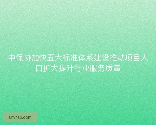 中保协加快五大标准体系建设推动项目人口扩大提升行业服务质量